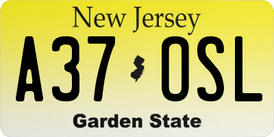 NJ license plate A37OSL