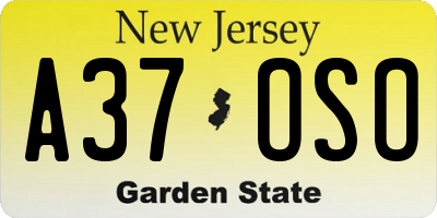 NJ license plate A37OSO