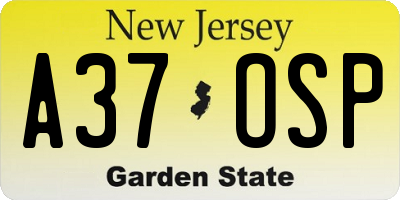 NJ license plate A37OSP