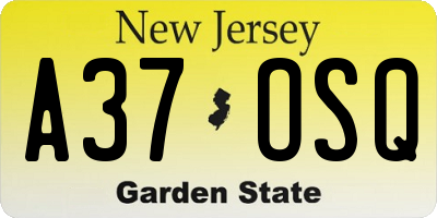 NJ license plate A37OSQ