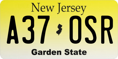 NJ license plate A37OSR