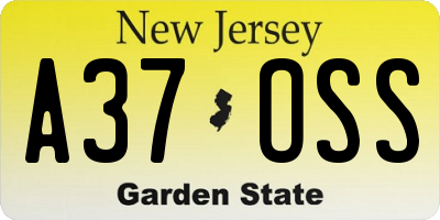 NJ license plate A37OSS