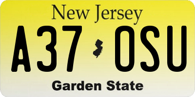 NJ license plate A37OSU