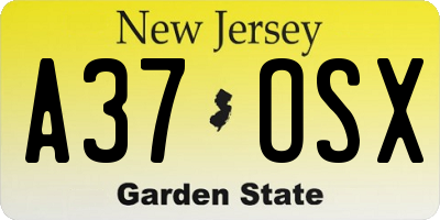 NJ license plate A37OSX