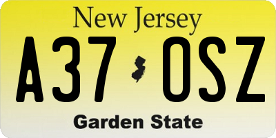 NJ license plate A37OSZ