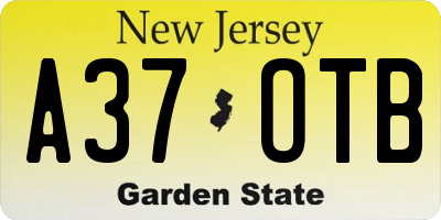 NJ license plate A37OTB