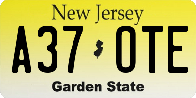 NJ license plate A37OTE