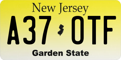 NJ license plate A37OTF