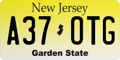 NJ license plate A37OTG