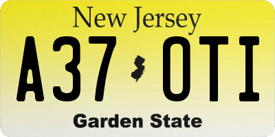 NJ license plate A37OTI