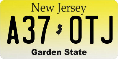 NJ license plate A37OTJ