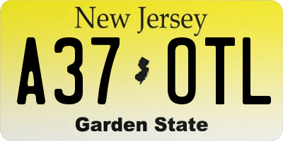 NJ license plate A37OTL