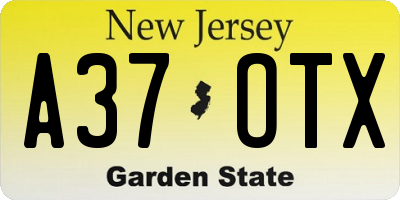 NJ license plate A37OTX