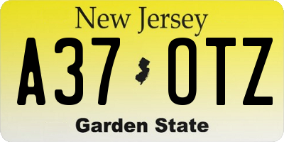 NJ license plate A37OTZ