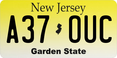 NJ license plate A37OUC