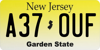 NJ license plate A37OUF