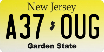 NJ license plate A37OUG