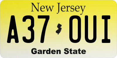 NJ license plate A37OUI