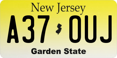 NJ license plate A37OUJ
