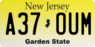NJ license plate A37OUM