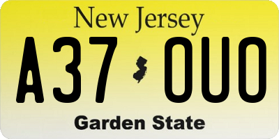 NJ license plate A37OUO