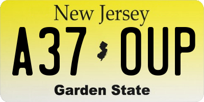 NJ license plate A37OUP