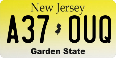 NJ license plate A37OUQ