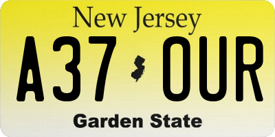 NJ license plate A37OUR