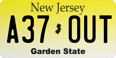 NJ license plate A37OUT