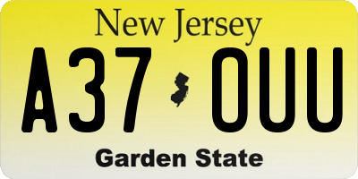 NJ license plate A37OUU