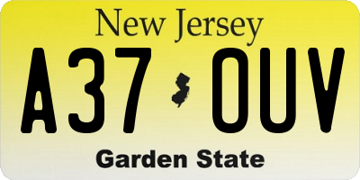 NJ license plate A37OUV