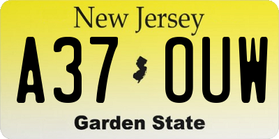 NJ license plate A37OUW