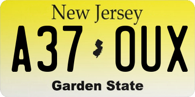 NJ license plate A37OUX