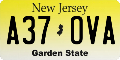 NJ license plate A37OVA