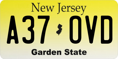 NJ license plate A37OVD