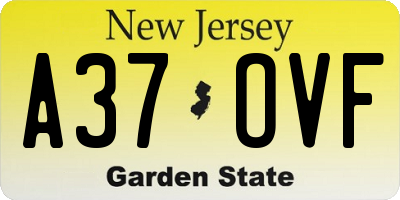 NJ license plate A37OVF