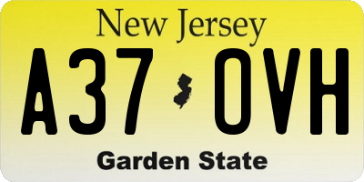 NJ license plate A37OVH