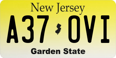 NJ license plate A37OVI