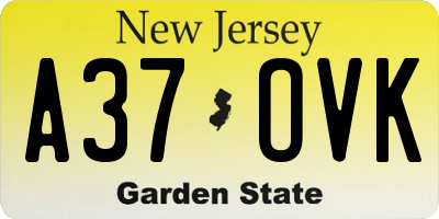 NJ license plate A37OVK