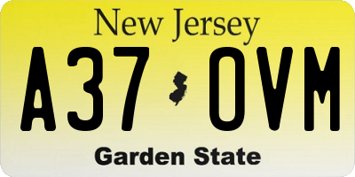 NJ license plate A37OVM