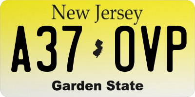 NJ license plate A37OVP