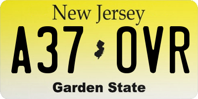 NJ license plate A37OVR