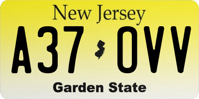NJ license plate A37OVV