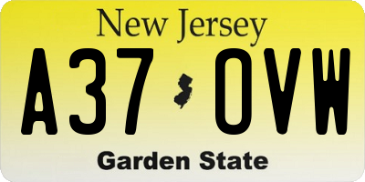 NJ license plate A37OVW