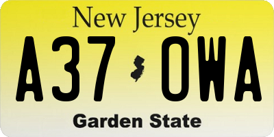 NJ license plate A37OWA
