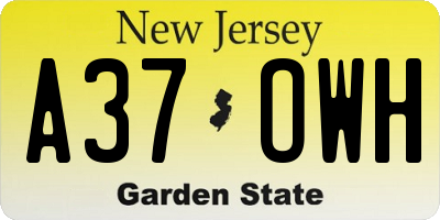 NJ license plate A37OWH