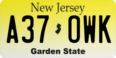 NJ license plate A37OWK