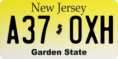 NJ license plate A37OXH