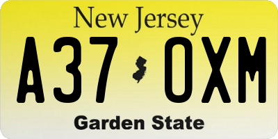 NJ license plate A37OXM