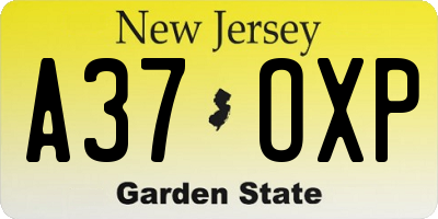 NJ license plate A37OXP
